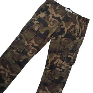 L.A.B Pants Mens 34x32 (36x32)Green Camo Cargo Slim Straight Cotton Utility